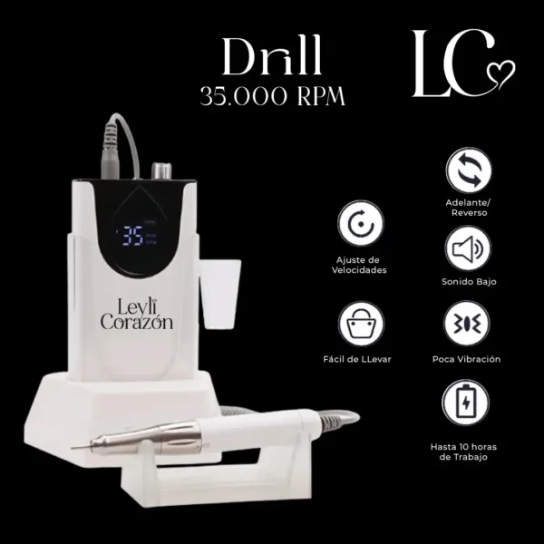 DRILL Leyli Blanco Leyli Corazón Belleza Uñas Nails Lashes Pestañas Cejas Eyelashes Herramientas Cúticula