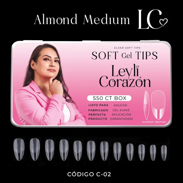 Medium ALmond Leyli Corazón Belleza Uñas Nails Lashes Pestañas Cejas Eyelashes Herramientas Cúticula