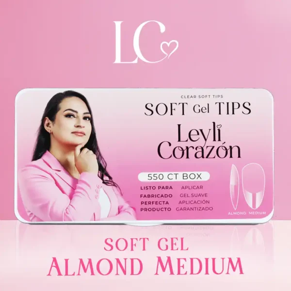 Tips Sof Gel Almond Medium Leyli Corazón Belleza Uñas Nails Lashes Pestañas Cejas Eyelashes Herramientas Cúticula