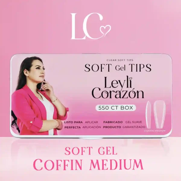 Tips Sof Gel Coffin Medium 1 Leyli Corazón Belleza Uñas Nails Lashes Pestañas Cejas Eyelashes Herramientas Cúticula