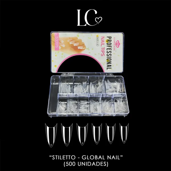 Tips Stileto X500 Transparente Leyli Corazón Belleza Uñas Nails Lashes Pestañas Cejas Eyelashes Herramientas Cúticula