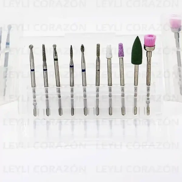 Set De Brocas Manicura Rusa X10Pcs Leyli Corazón Belleza Uñas Nails Lashes Pestañas Cejas Eyelashes Herramientas Cúticula