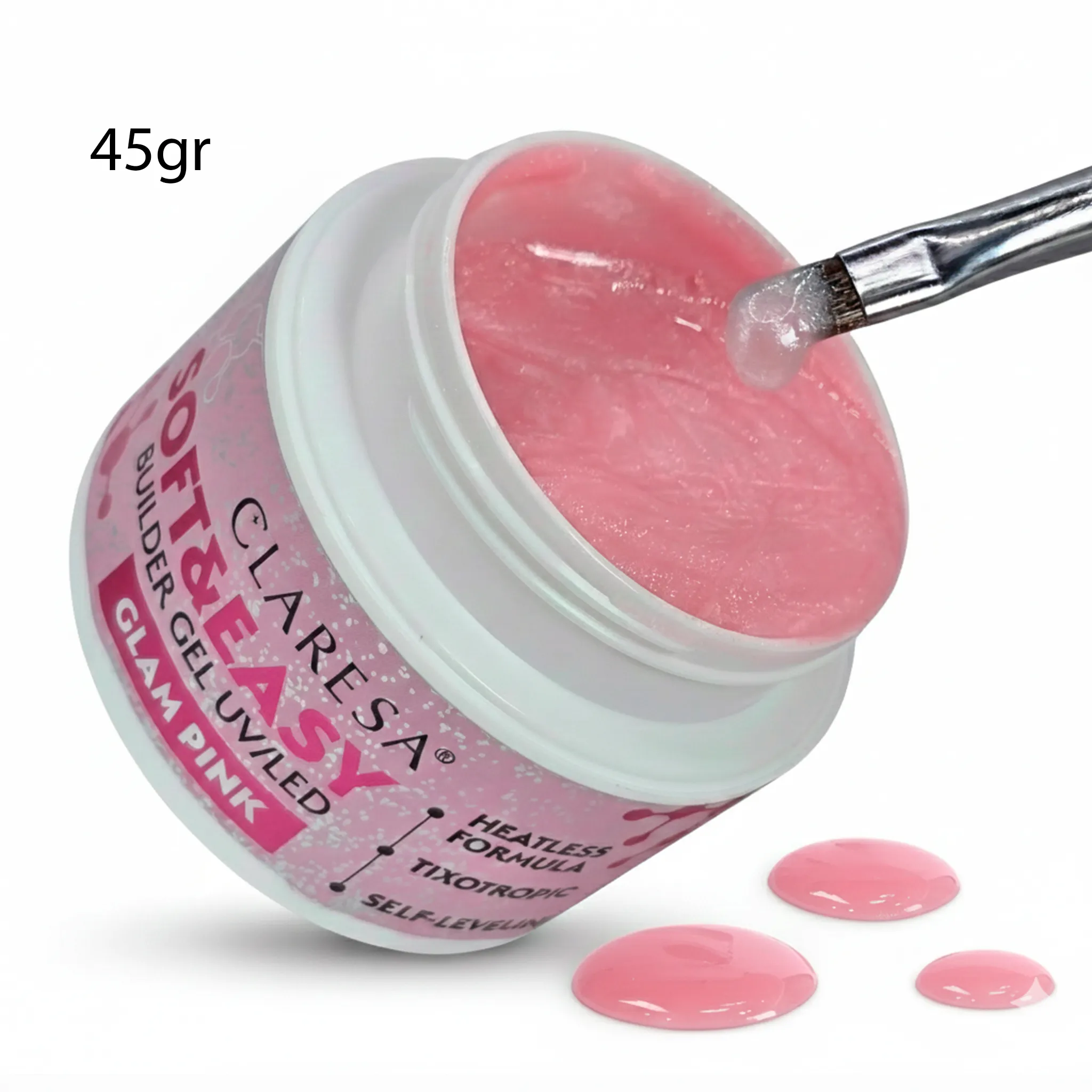 BUILDER GEL SOFT & EASY CLARESA GLAM PINK 45G 1 Leyli Corazón BUILDER GEL SOFT & EASY CLARESA GLAM PINK 45G