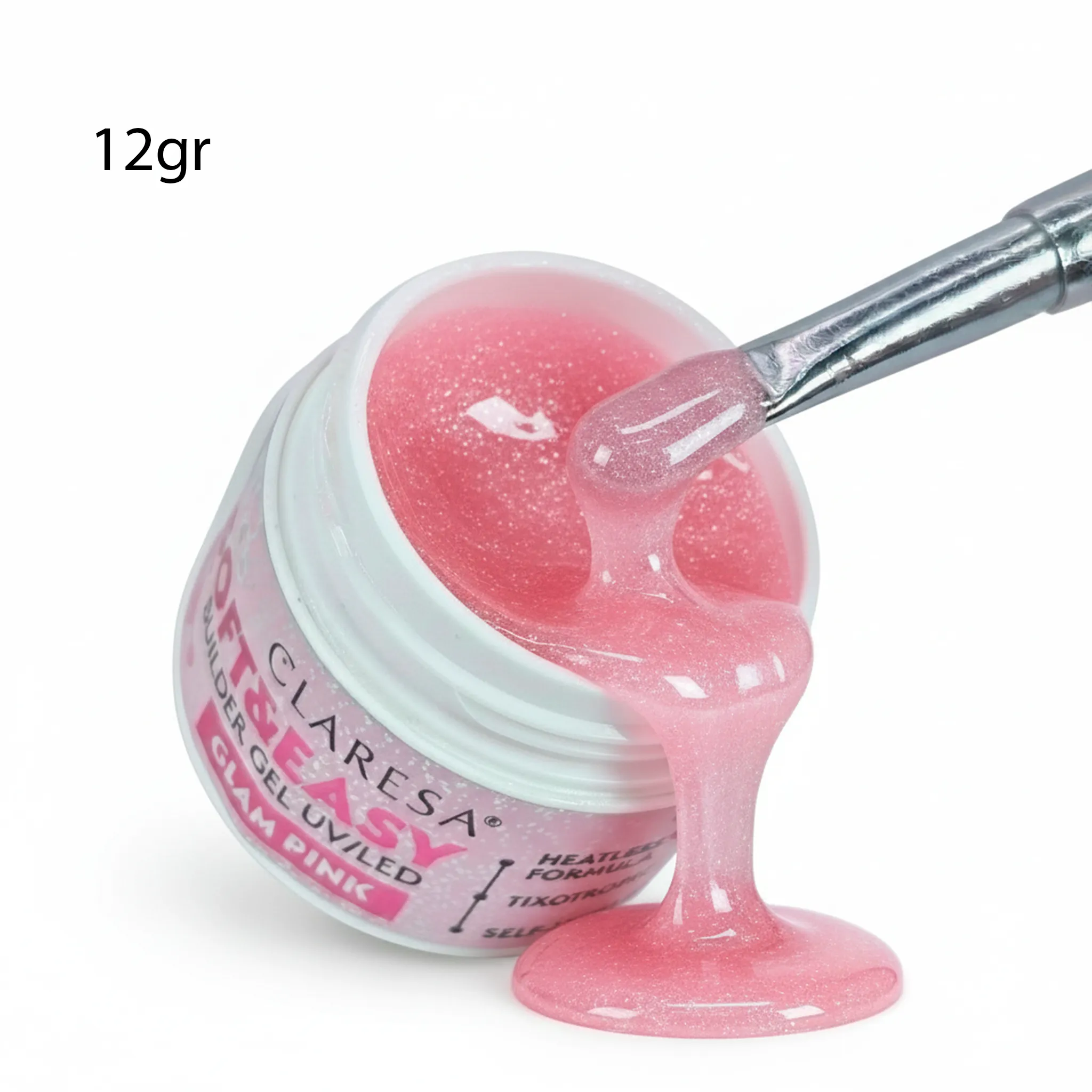 BUILDER GEL CLARESA GLAM PINK 12G 1 Leyli Corazón BUILDER GEL CLARESA GLAM PINK 12G