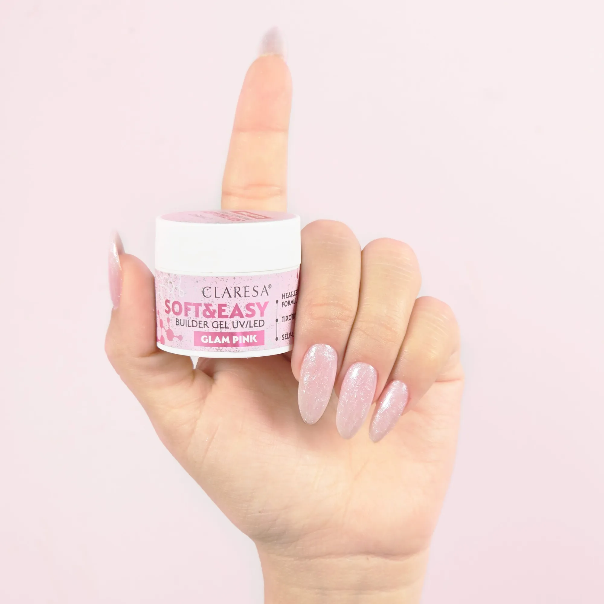 BUILDER GEL CLARESA GLAM PINK 12G 2 Leyli Corazón BUILDER GEL CLARESA GLAM PINK 12G - Imagen 2