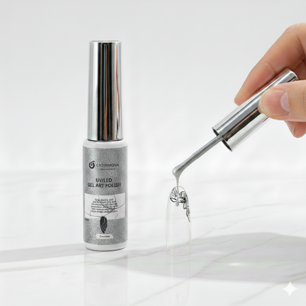 Gel paint con liner shiny silver Leyli Corazón Belleza Uñas Nails Lashes Pestañas Cejas Eyelashes Herramientas Cúticula